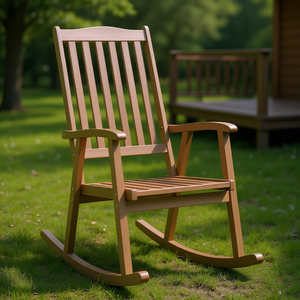 Fauteuil à bascule en bois d'acacia massif gris durable, design standard, chaise de jardin, mobilier d'extérieur - Product Image 2