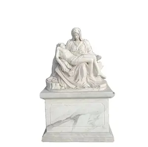 Fabrika el oyma doğal mermer Pieta heykelleri özel boyut ve yaşam boyutu dini heykeller adedi 1 adet