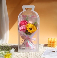 Buket Bunga Awet untuk Hadiah Hari Valentine 2025 dengan Sumber Cahaya LED, Tas PVC 10*13*29CM, untuk Perayaan Hari Ibu dan Ulang Tahun