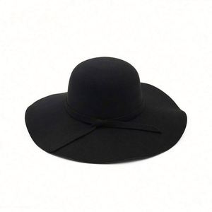 Cheap Character Casual Solid Color Wide Brim <b>Felt</b> Fedora <b>Hats</b> <b>Women</b> Winter - Product Image 5
