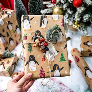 Christmas <b>Wrapping</b> <b>Paper</b> Roll Kraft Gift <b>Wrapping</b> <b>Paper</b> Cute penguin <b>wrapping</b> <b>paper</b> Children gift <b>wrapping</b> <b>paper</b> - Product Image 2
