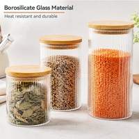 Pot à cornichons en verre de luxe de 1 L, grand, hermétique, carré, pots en verre pour bonbons avec couvercles en bois pour le stockage des aliments