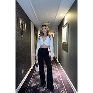 Pantalon Palazzo en Chiffon Noir pour Femme XL, Respirant, Style Hip Hop, Jambes Évasées, Tissu Tissé Coloré, Grande Taille, Coupe Ample pour le Bureau - Product Image 2