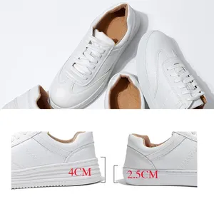फैशन सफेद चमड़े महिलाओं चंकी स्नीकर्स सफेद जूते फीता अप टेनिस Feminino Zapatos दे मुजेर मंच महिलाओं आरामदायक जूते