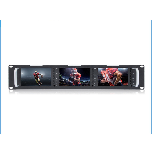2U Triple Screen 5-inch 800x480 Cabinet Type Broadcast LCD Rack Mount Monitor for SDI Photography Dedicated Video