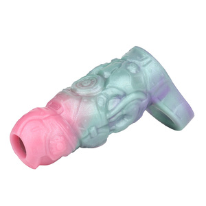 138g wieder verwendbares Kondom mit Cockring Open Fantasy <span class=keywords><strong>Alien</strong></span> Super weiche Silikon-Penis ärmel Penis vergrößerung für männliches Sexspielzeug - Product Image 6