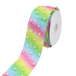 Midi Grosgrain ริบบิ้น3 "7.5ซม.,ริบบิ้นผูกผมแพรต่วนพิมพ์ลายถ่ายเทความร้อนพร้อมที่ตั้งไข่มุก - Product Image 5