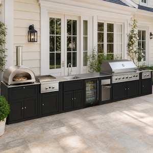 Cucina per barbecue e Grill all'aperto di lusso per ville Forno elettrico integrato su misura e griglia in acciaio inossidabile - Product Image 5