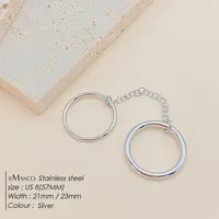 eManco – Bague double anneau géométrique nordique élégante en acier inoxydable couleur argent pour femme – Accessoire essentiel pour le streetwear décontracté