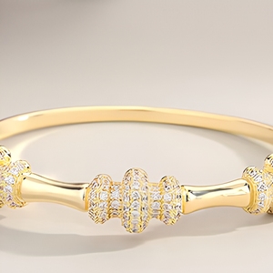 OUGEPHELI Bracelet jonc tendance en argent 925 plaqué or avec micro-incrustation de moissanite taille brillant, bijoux à charnière, tiers - Product Image 5