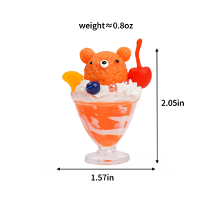 Hot Sale <b>Cute</b> <b>Bear</b> Ice Cream 3d Keychain Fake Food Dessert Key Chain Ornament Mini Food Car Key Decoration Plastic Craft - Product Image 2
