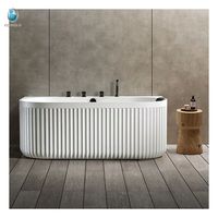 Baignoire SPA ovale autoportante d'angle pour intérieur, design en pierre artificielle à surface solide, à poser contre le mur, pour salle de bain ou villa