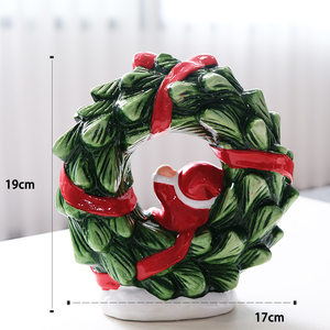 La nuova fabbrica della cina ha portato la luce Mini Santa giaceva sulla ghirlanda di Natale in ceramica di Natale ornamento appeso - Product Image 3