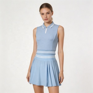 Tenue <span class=keywords><strong>de</strong></span> tennis personnalisée OEM/ODM anti-humidité, streetwear respirant, haut <span class=keywords><strong>de</strong></span> yoga sans couture à col polo, <span class=keywords><strong>short</strong></span> polyvalent color-block - Product Image 2