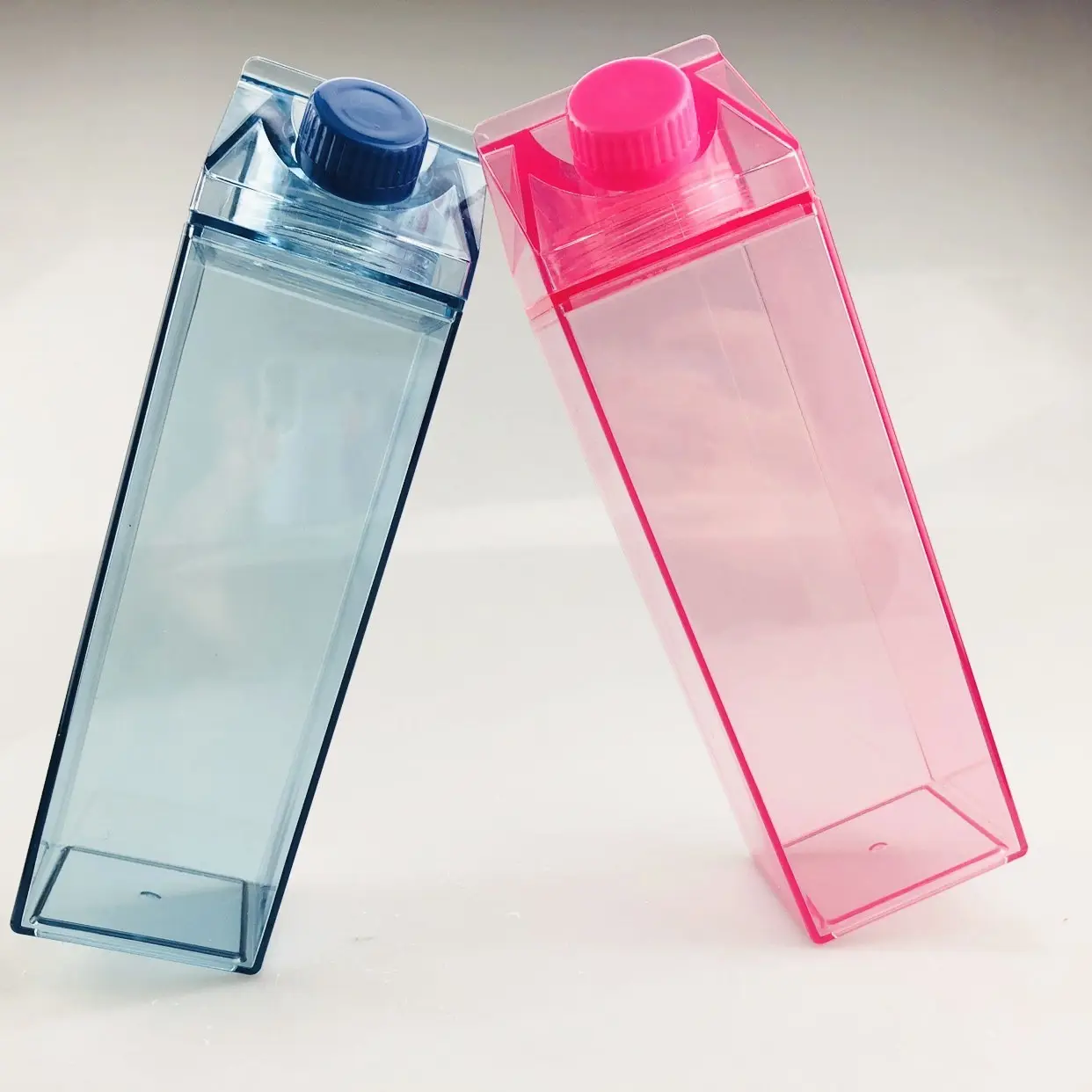 500Ml/1000Ml Clear Milk Carton Water Bottle Leak-proof Milk Box Water  Bottle with 2 Spouts Portable Reusable Milk Bottles Water Juice Tea  Container