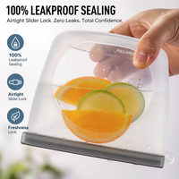 Sac de conservation en silicone refermable, réutilisable, sans BPA, étanche, hermétique, pour cuisine, zéro déchet, conteneur vertical, compatible congélateur