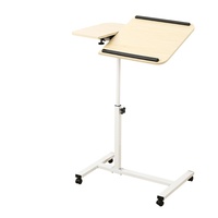 Table d'ordinateur portable pliable en métal avec surface en bois, hauteur réglable, station de travail mobile pour la maison et le bureau