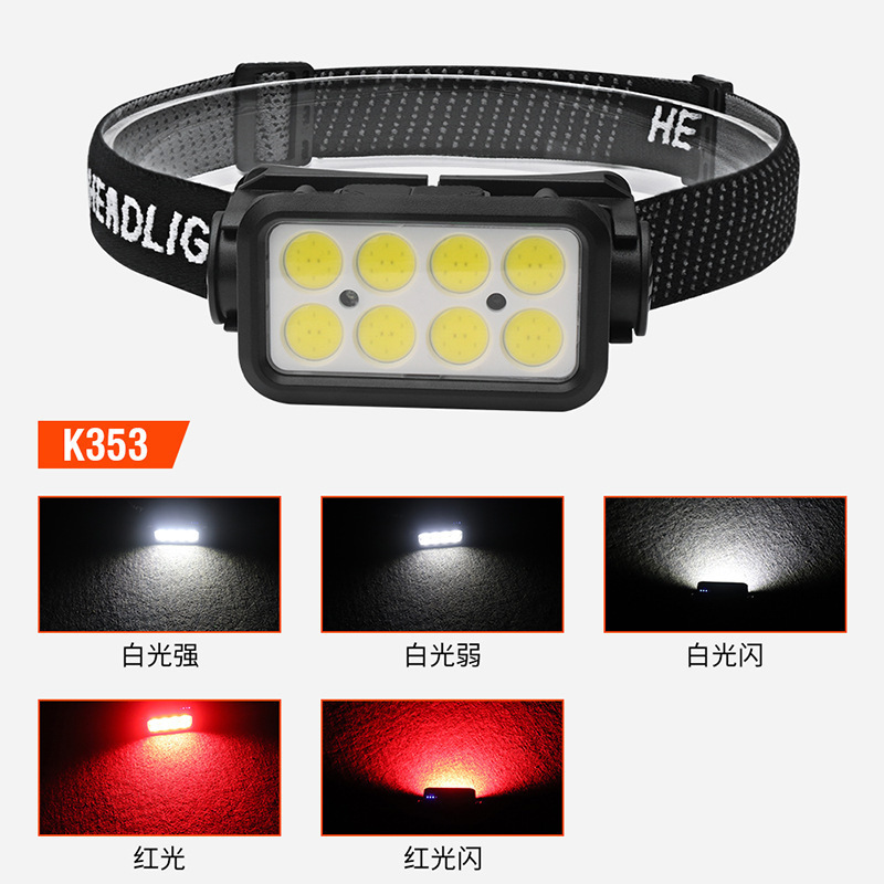 Linterna Frontal K353: Luz Blanca y Roja [Modelo Sensible]