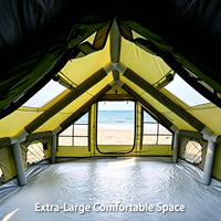 Tente de glamping gonflable de 12 m² avec auvent, piquets lumineux et installation rapide, maison gonflable pour le camping familial