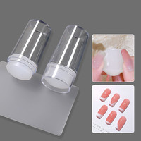 NOUVEAU design Jeu de tampons à ongles Tête de gelée avec grattoir Nail Art Template Print Silicone Stamping Plate Tools