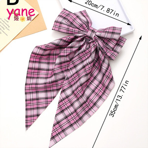 Version coréenne Nouveau Bow Streamer Hairpin Spring Clip Haircard Temperament Lattice Literary Style Girls Ponytail Crown Headpiece - Product Image 4