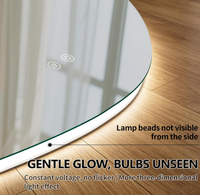 Miroir mural intelligent demi-lune réglable avec éclairage LED, idéal pour la salle de bain, la décoration d'hôtel et la maison, parfait pour se maquiller et se préparer
