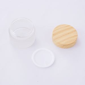 5g 15g 30g 50g 100g clear Green Amber Glass Cream Jar with <b>Wood</b> Grain Lid Frosted Bamboo Cosmetic Jars - Product Image 4