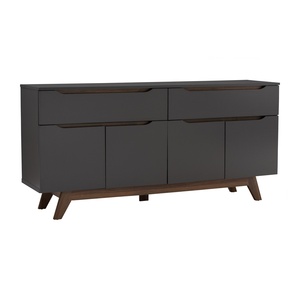 Aparador Industrial MANDO 1.6M en Negro Nogal, Mueble Buffet Robusto para Oficina Profesional, Salón y Comedor Urbano - Product Image 1