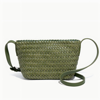 Nouveau Sac Seau Tendance Femme Été 2026 en Cuir PU Tressé Souple, Sac à Bandoulière Décontracté pour Vacances, Mini Sac Téléphone Type Bateau