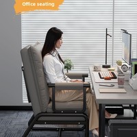 Fauteuil inclinable pliable, lit simple, chaise de bureau relaxante, chaise de bureau à double usage avec dossier pour ordinateur et structure métallique