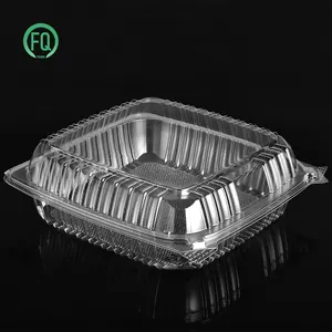 Biodegradable Transparent Plastic Food Storage Hinged Container With Lid Stock Selling