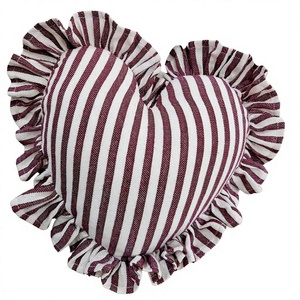 Coussin décoratif carré en lin et coton à rayures, bord festonné, style bohème, non toxique, amovible, lavable, personnalisable - Product Image 1