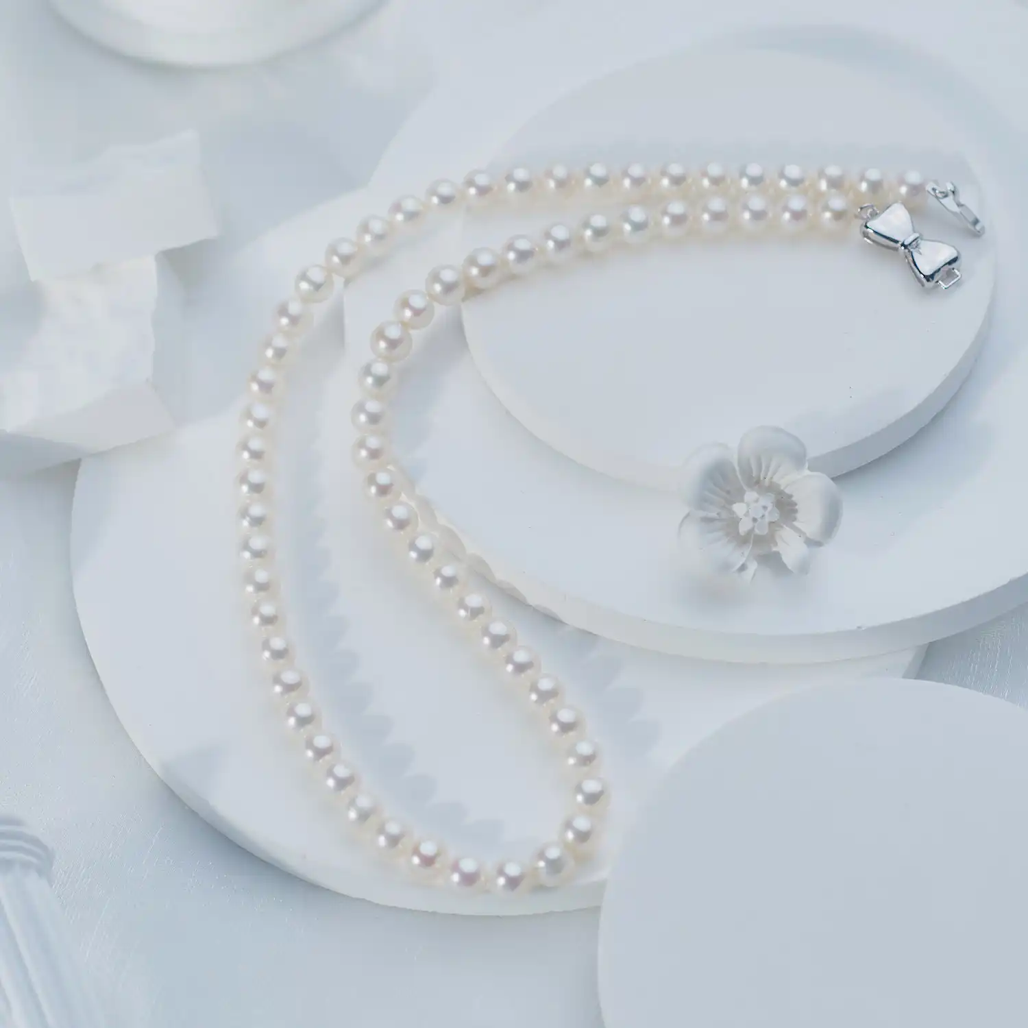 Genuino collar de perlas de agua dulce 6-7mm cerca de forma redonda forma de patata de plata esterlina