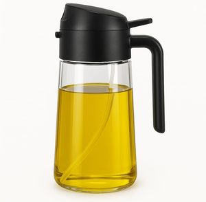 Botella Dispensadora de Aceite de Oliva 2 en 1 de 470 ml, Botella de Vidrio Premium para Rociar Aceite, Apta para Lavavajillas, Embalaje en Caja de Color para Cocinar - Product Image 1