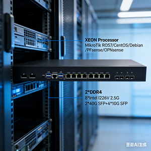 เซิร์ฟเวอร์ไฟร์วอลล์ VPN แบบ 1U ความหนาแน่นสูง พร้อมพอร์ตไฟเบอร์คู่ 200G จำนวน 2 พอร์ต รองรับ AI ใช้ CPU E5 2696 V4 44 เธรด และพอร์ตอีเธอร์เน็ต 8*2.5GB - Product Image 2