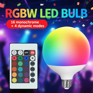 Lampadina <span class=keywords><strong>LED</strong></span> RGBW Intelligente <span class=keywords><strong>con</strong></span> <span class=keywords><strong>Telecomando</strong></span> a Infrarossi E27 B22, Ideale per Illuminazione Domestica Colorata - Product Image 1