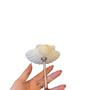 Handmade Bohemian Seashell Pattern <b>Plastic</b> <b>Mug</b> with Tray on Gold Stand Eco-Friendly Dishwasher Safe Party Decor Gift Item - Product Image 4