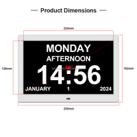 Pro 10 "Digital Hari Kalender Jam Auto Dimming Tidak Disingkat Hari Tanggal Bulan Demensia Jam Senior Tua Gangguan visi
