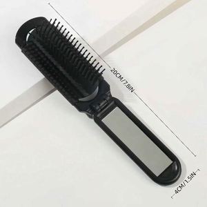 <b>Hot</b> Sale Custom Logo Screen Printed Plastic New Design High Quality Fashion Fold Portable Ribs Shape Hair Brush <b>Comb</b> with Mirror - Product Image 3
