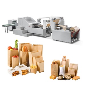 Bakery Food Flat Bottom Shopping Bag Biodegradable Fully Automatic Kraft Paper Bag Making Machine