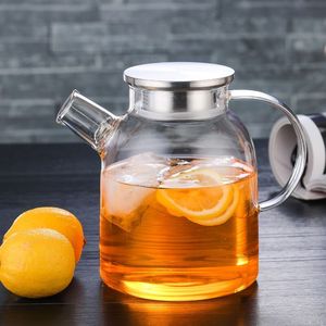 Théière en verre de 1800 ml avec infuseur et couvercle en bambou, service à thé - Product Image 3