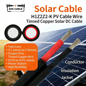 <span class=keywords><strong>Cable</strong></span> Solar H1Z2Z2-K, Doble Núcleo 2*<span class=keywords><strong>2.5</strong></span>/4/6mm², Cobre Estañado, para Argentina - Product Image 1