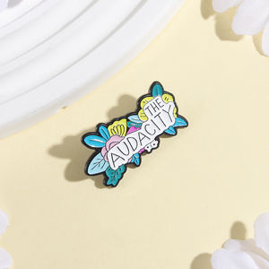 Broches en émail 3D plaquées floral Audacity, texte humoristique amusant, broches en métal, badge pour sac à dos, badge pour revers, bijoux de mode, cadeaux pour amis - Product Image 3