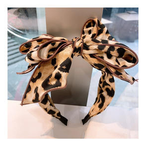 بيع بالجملة إكسسوارات شعر متعددة الألوان مختلطة عالية الجودة خمر ليوبارد طباعة كبيرة القوس عقدة عقال للنساء - Product Image 5