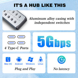 4-पोर्ट यूएसबी 3.0 हब टाइप-सी इनपुट के साथ हब, लैपटॉप, पीसी, मैक, समर्थन Bc1.2 चार्जिंग प्रोटोकॉल - Product Image 3