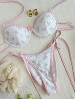 Ensemble de bikinis pour femmes de haute qualité personnalisés, à col halter, à pois, 2 pièces, avec cordon de serrage, anti-UV, séchage rapide, respirant, vente en gros