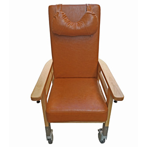 Chaise à dossier haut pour personnes âgées avec roulettes, chaise d'hôpital en bois massif, dossier inclinable et rembourré, pour adultes et personnes âgées - Product Image 2