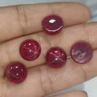 Cabochons ronds en rubis étoilé rouge synthétique transparents, pierres précieuses en vrac pour la fabrication de bijoux