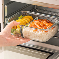 Boîte à lunch en verre borosilicate de haute qualité, compatible micro-ondes, ensemble de contenants de stockage alimentaire avec couvercles en PP pour les employés de bureau