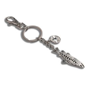 Porte-clés souvenirs en métal argenté personnalisés en forme de poisson avec pendentifs - Product Image 2